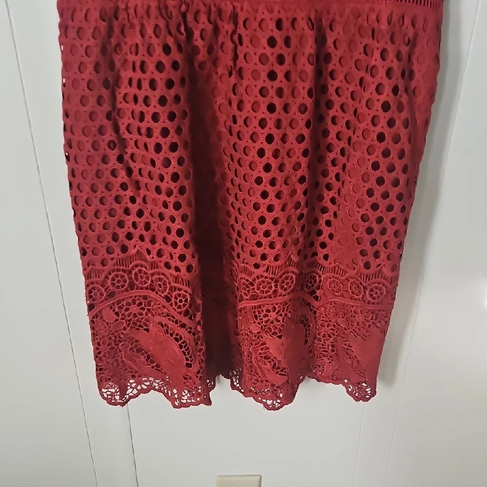 Abercrombie & Fitch Vibrant Red Lace Midi Dress - Picture 8 of 10